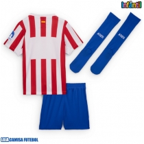 Camisa de Futebol Atletico Madrid Equipamento Principal Infantil 2025-26 Manga Curta (+ Calças curtas)